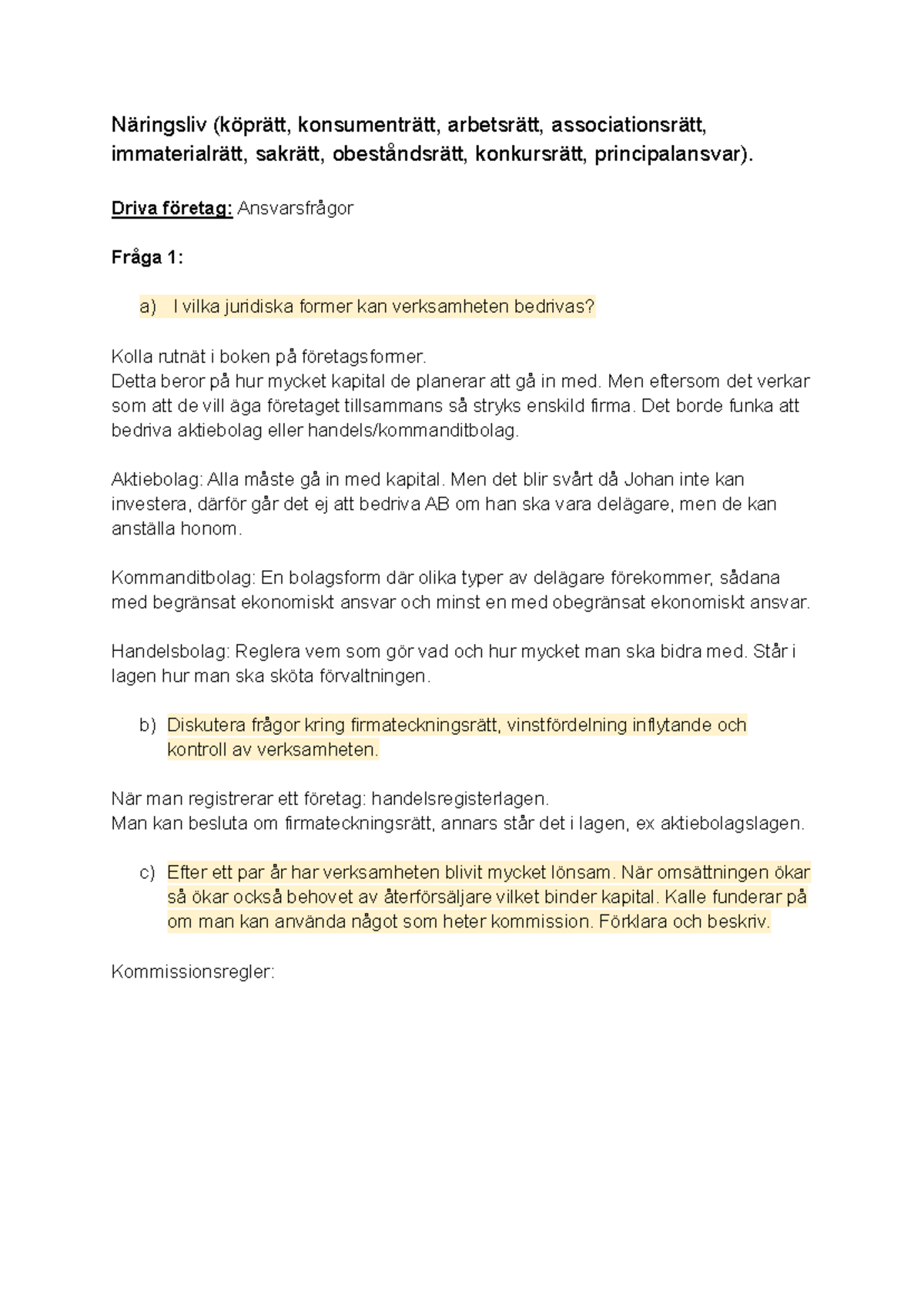 Seminarium 2: Juridik och Affärsfrågor i Köprätt och Arbetsrätt - Document Preview