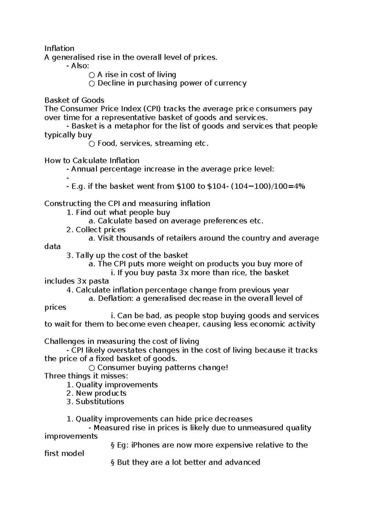 Inflation and Its Economic Impacts: W3 Lecture Notes on CPI and ...