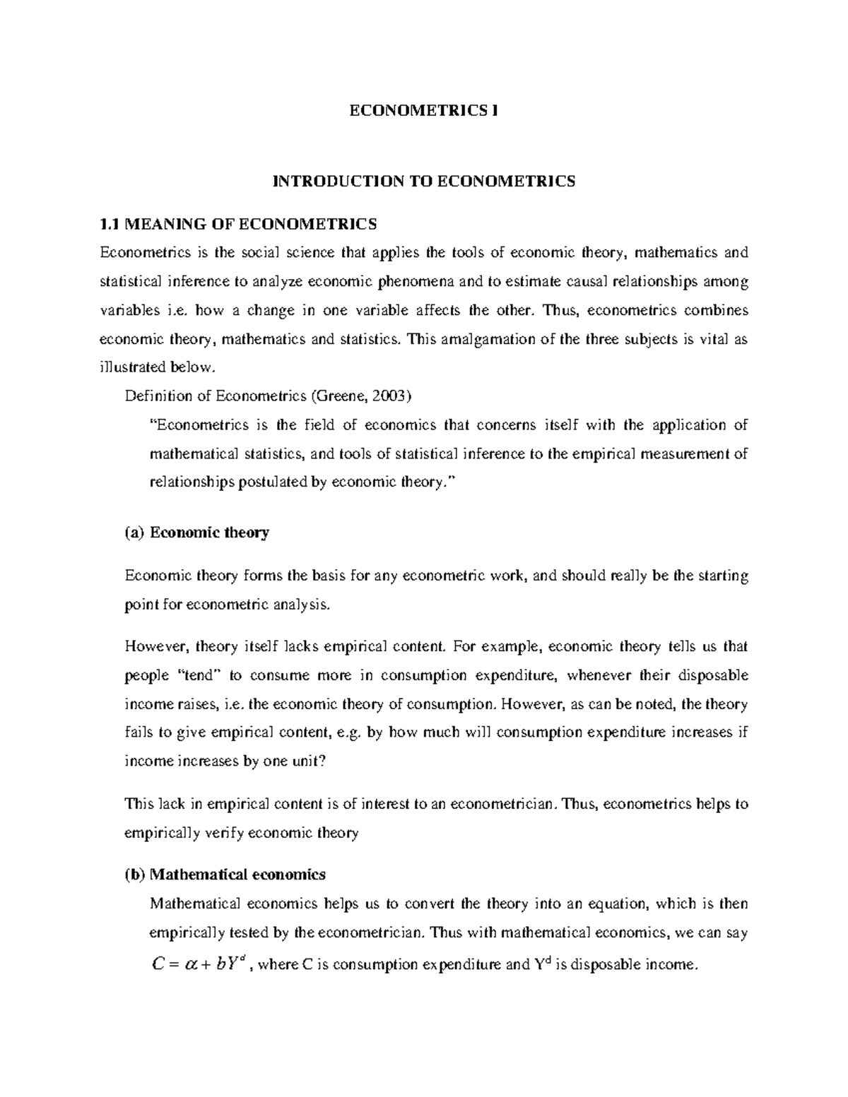 STA 4205 Final Exam: Introduction to Econometrics I - Studocu