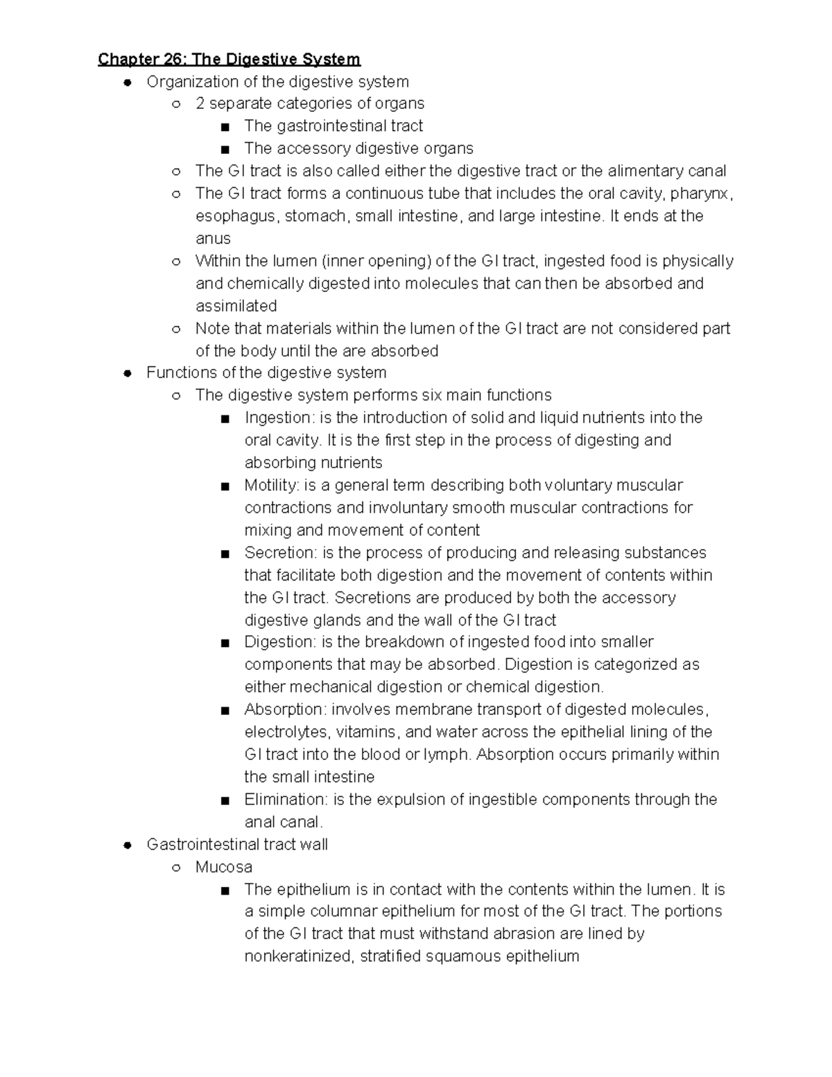 Chapter 26: Structure and Function of the Digestive System - Studocu
