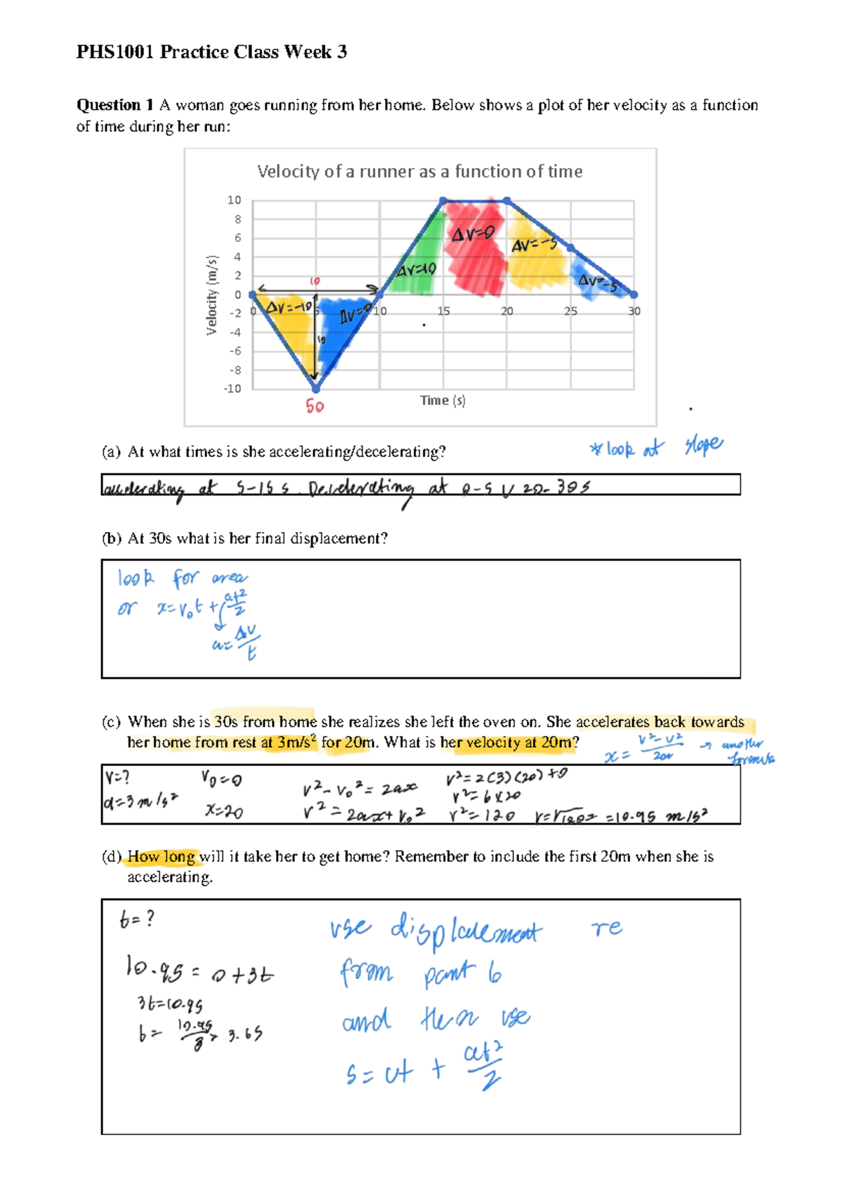 PHS1001 Practice Class Week 3 - Physics Questions and Problems - Studocu