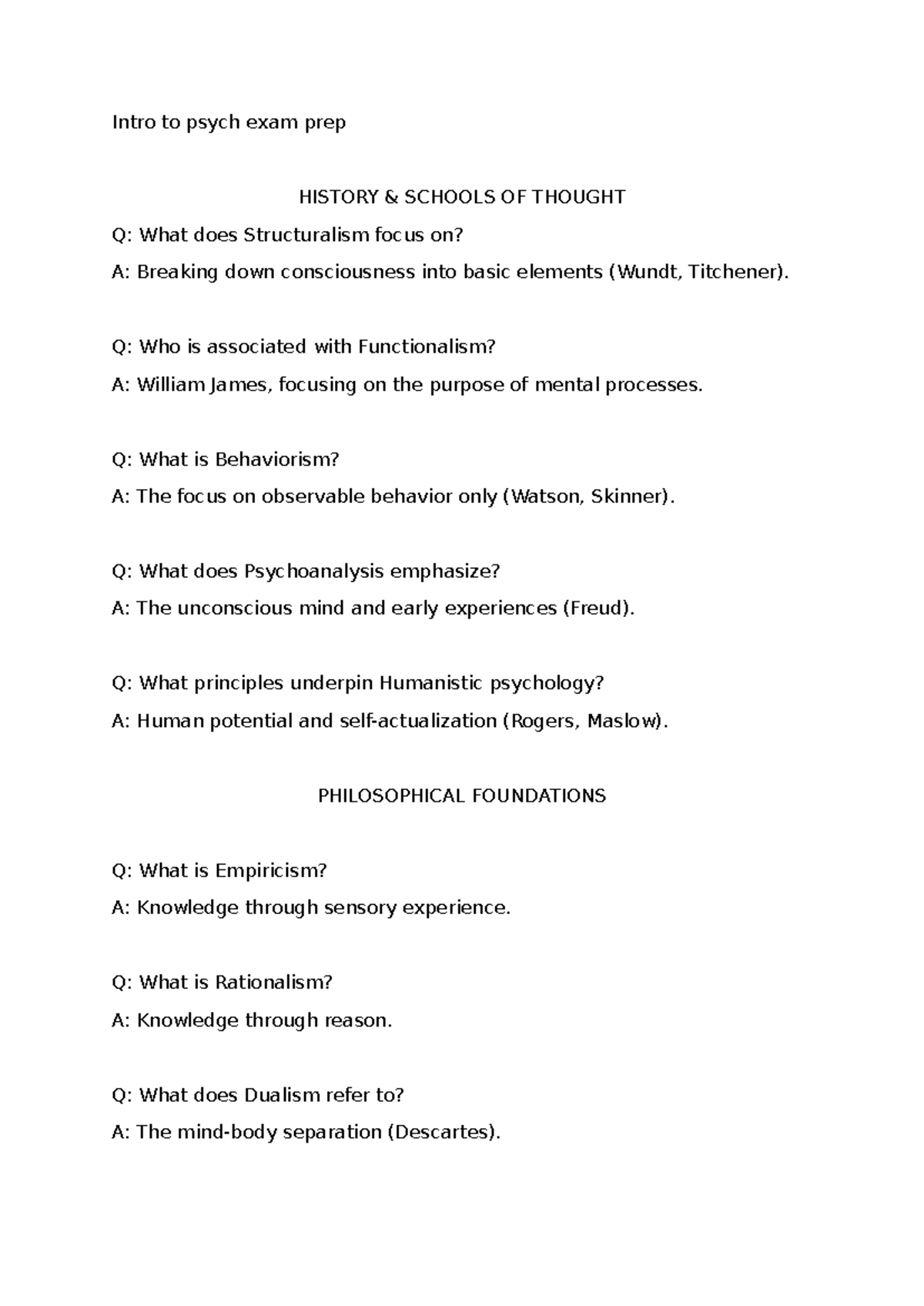Intro to Psych Exam Prep: Key Concepts in Psychology (PSY 101) - Studocu