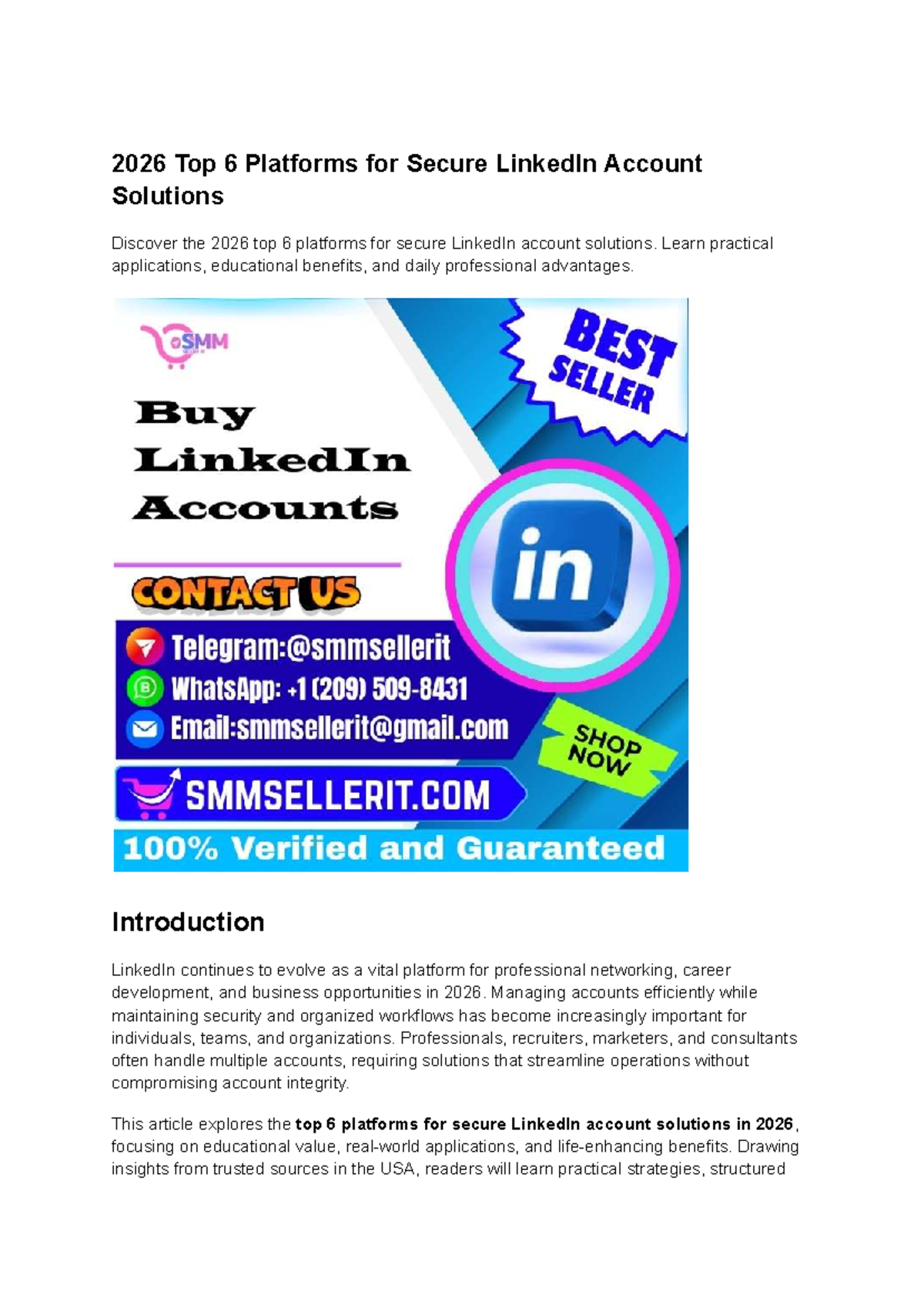 2026 Top 6 Platforms for Secure LinkedIn Account Solutions - Studocu