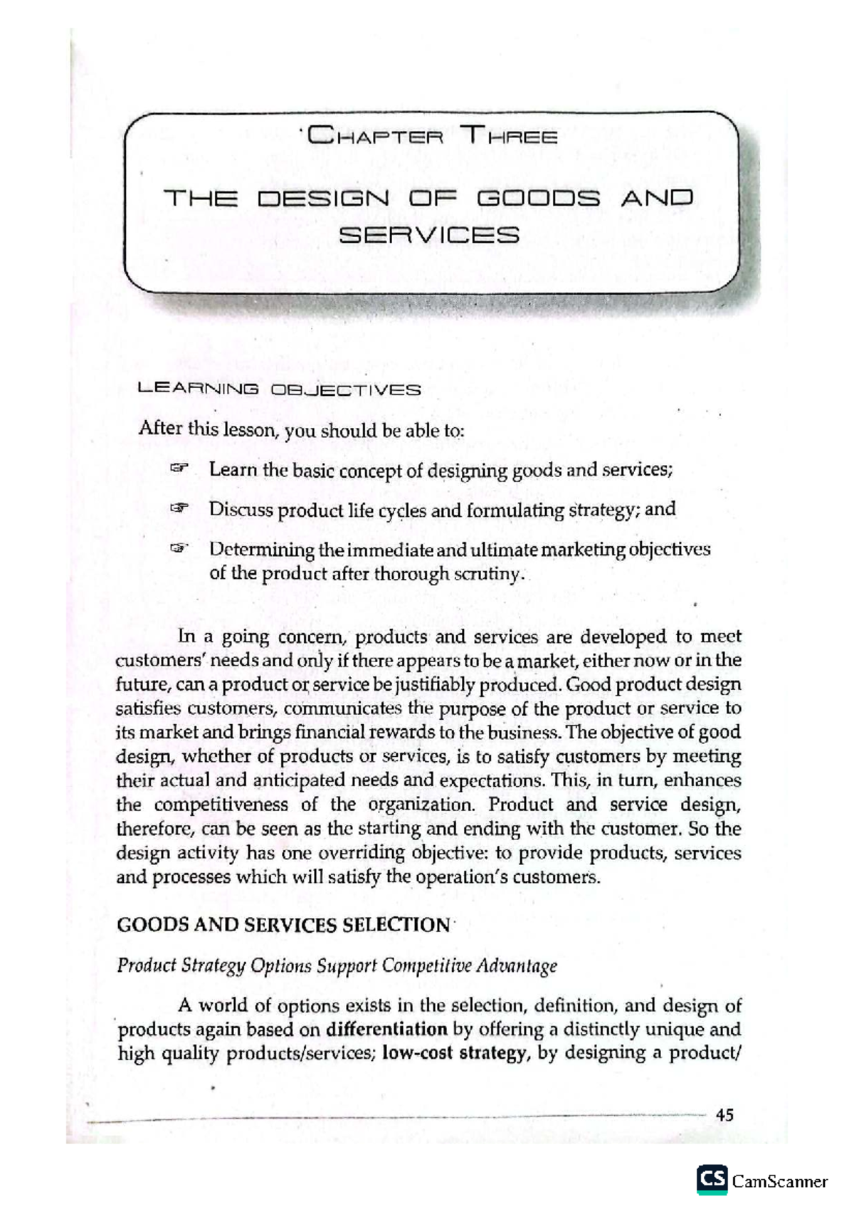 CS 45: Chapter 3 - Designing Goods and Services for Market Success ...