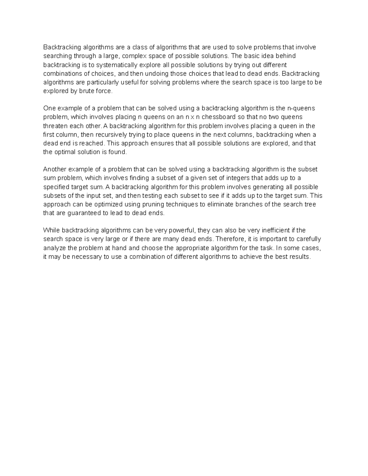 Backtracking Algorithms - The basic idea behind backtracking is to ...