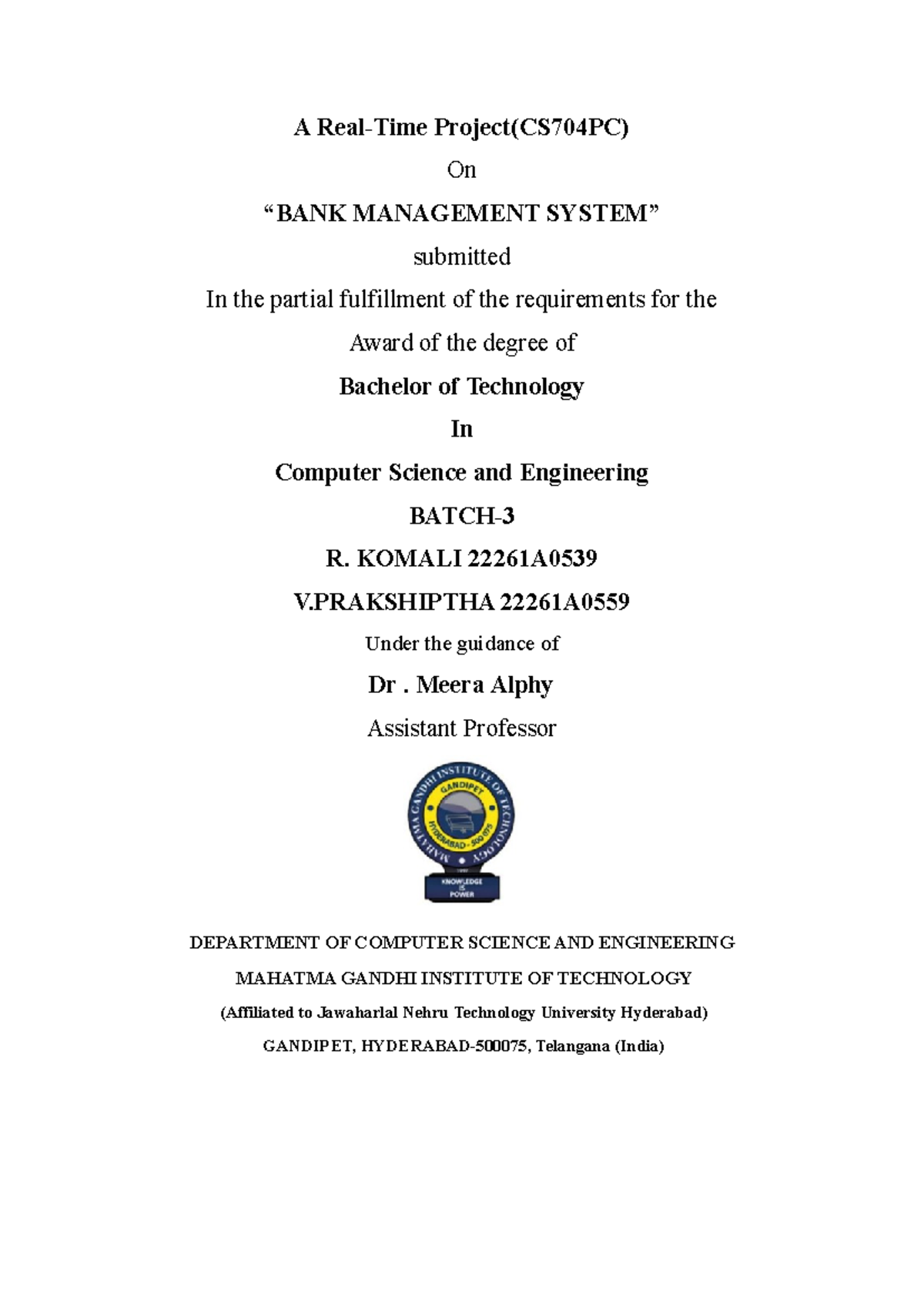 CS704PC: Enhanced Bank Management System Project Overview - Studocu