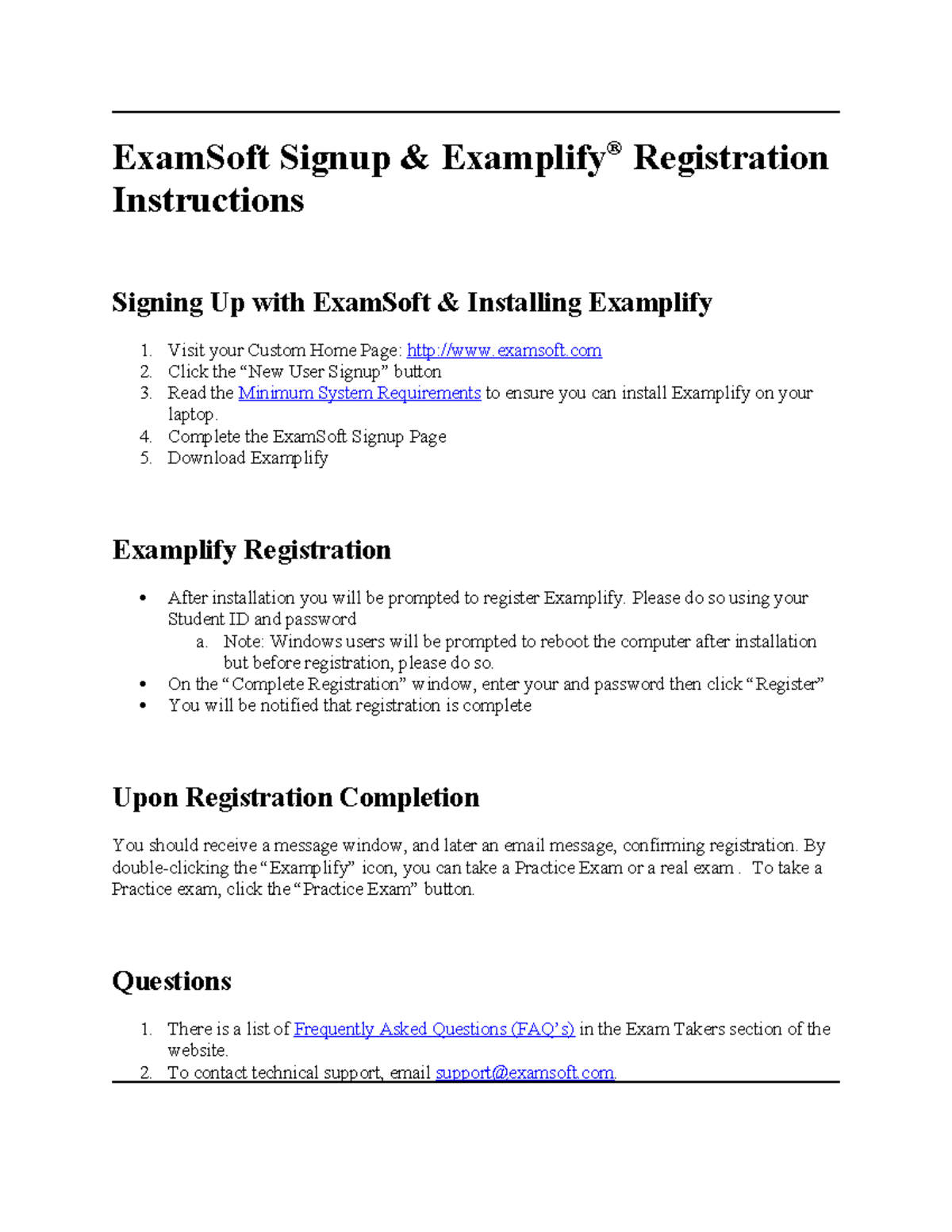ExamSoft Examplify Registration & Installation Instructions - Studocu