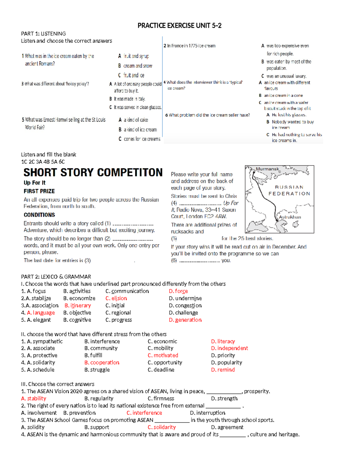 Practice Exercise UNIT 5-2: Listening & Grammar Activities - Studocu