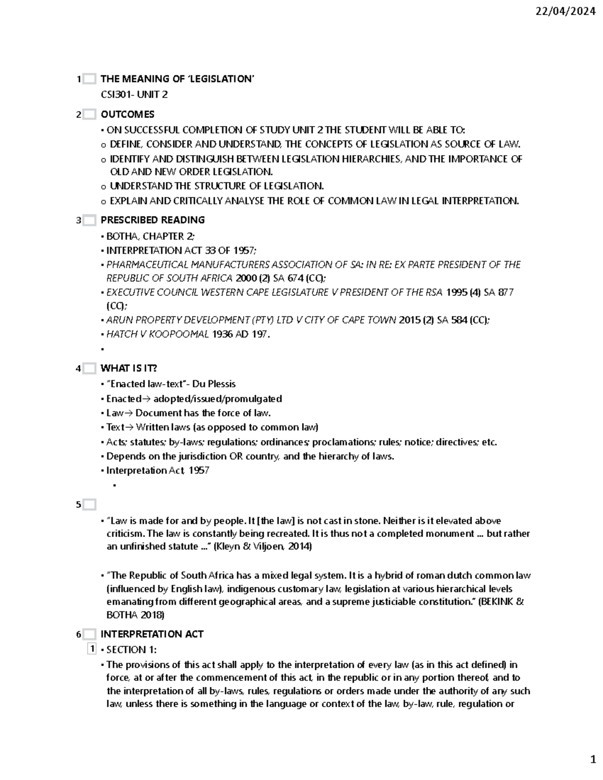 Understanding Legislation: Key Concepts and Hierarchies (LAW 101) - Studocu