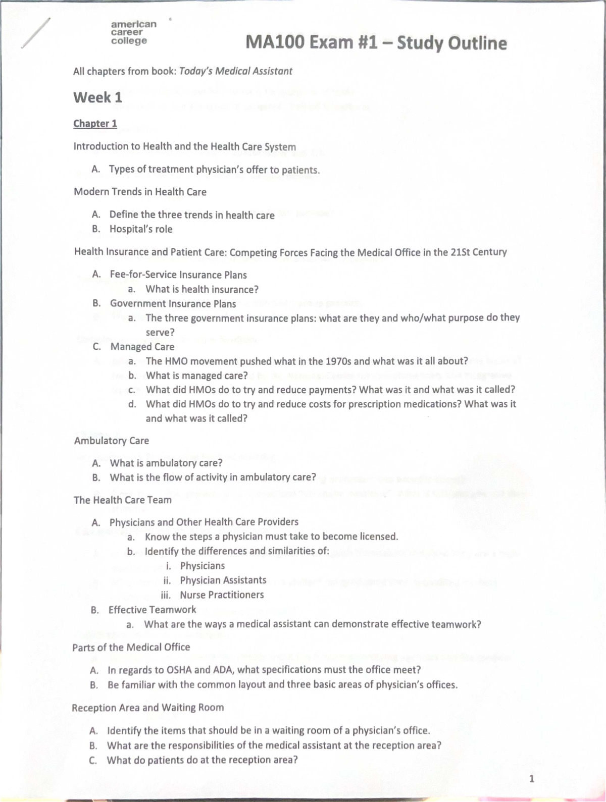 MA100 Final Exam Study Guide: Health Care System & Trends - Studocu