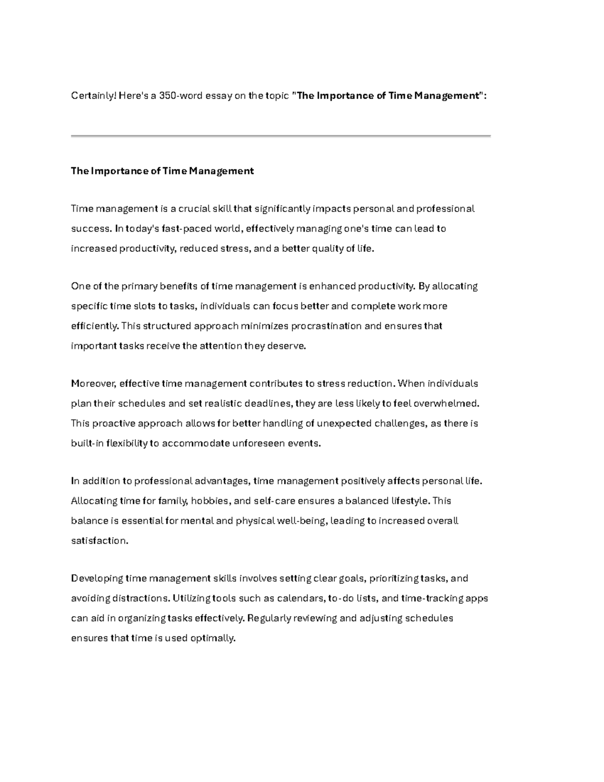 ENG101 - Essay on the Importance of Time Management Skills - Studocu