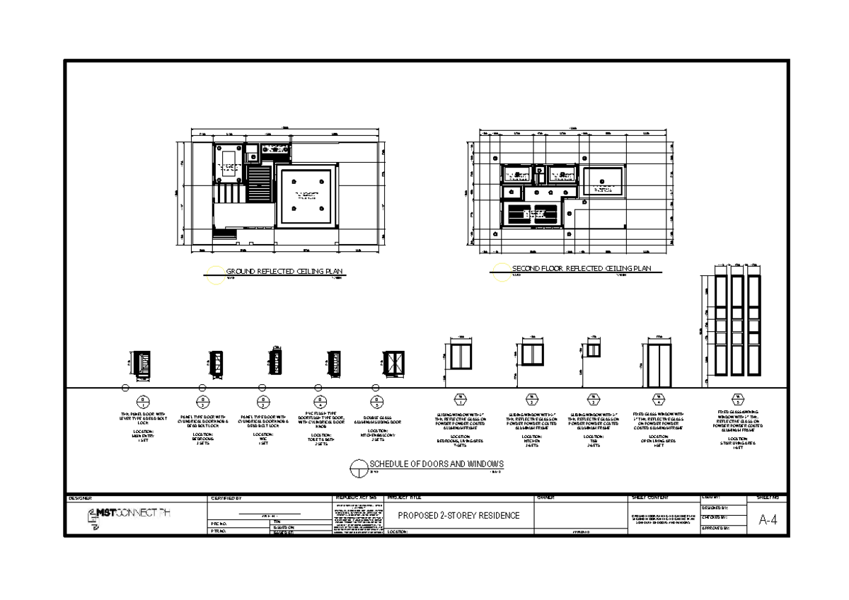 A4 Working Drawing: Ground & Second Floor Reflected Ceiling Plan - Studocu