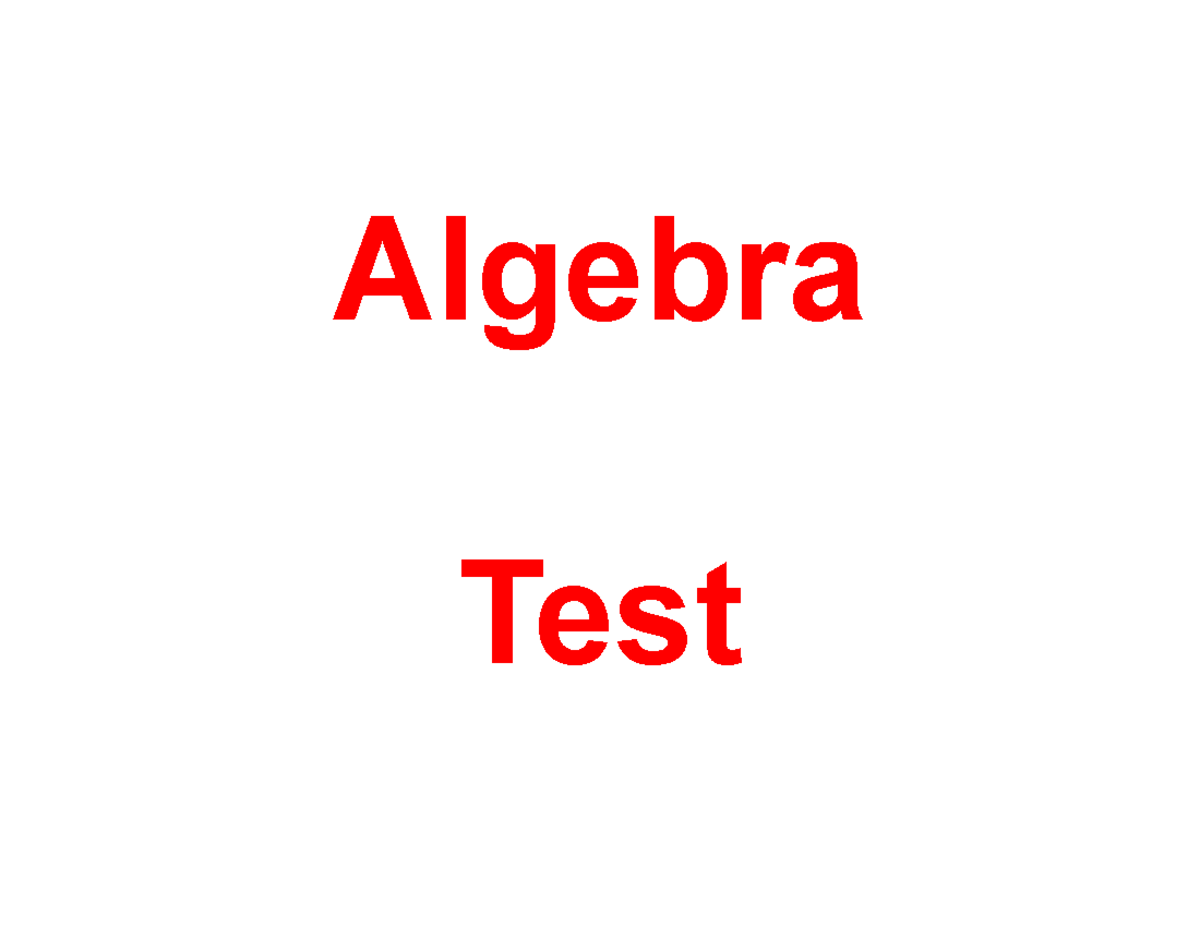 Algebra Test Overview - PHY1603 - Studocu