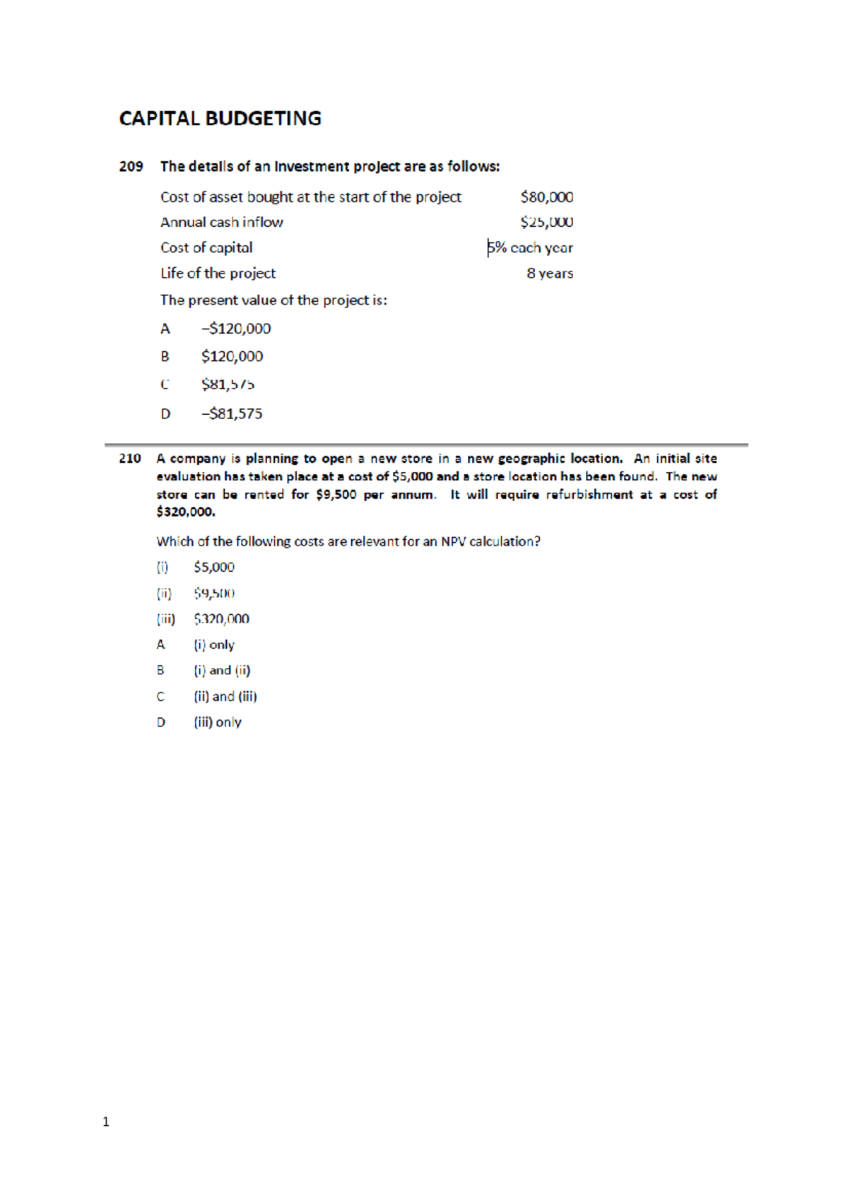BUS146 - Chapter 14 Capital Budgeting Questions - Introduction to ...