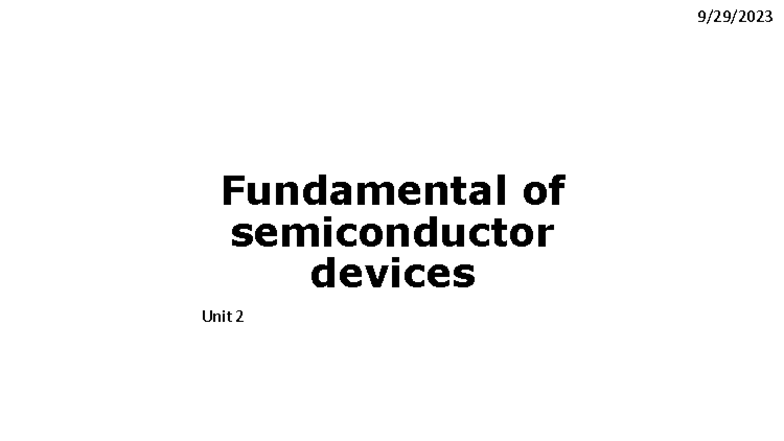 Unit 2: Fundamentals of Semiconductor Devices - ECE249 - Studocu