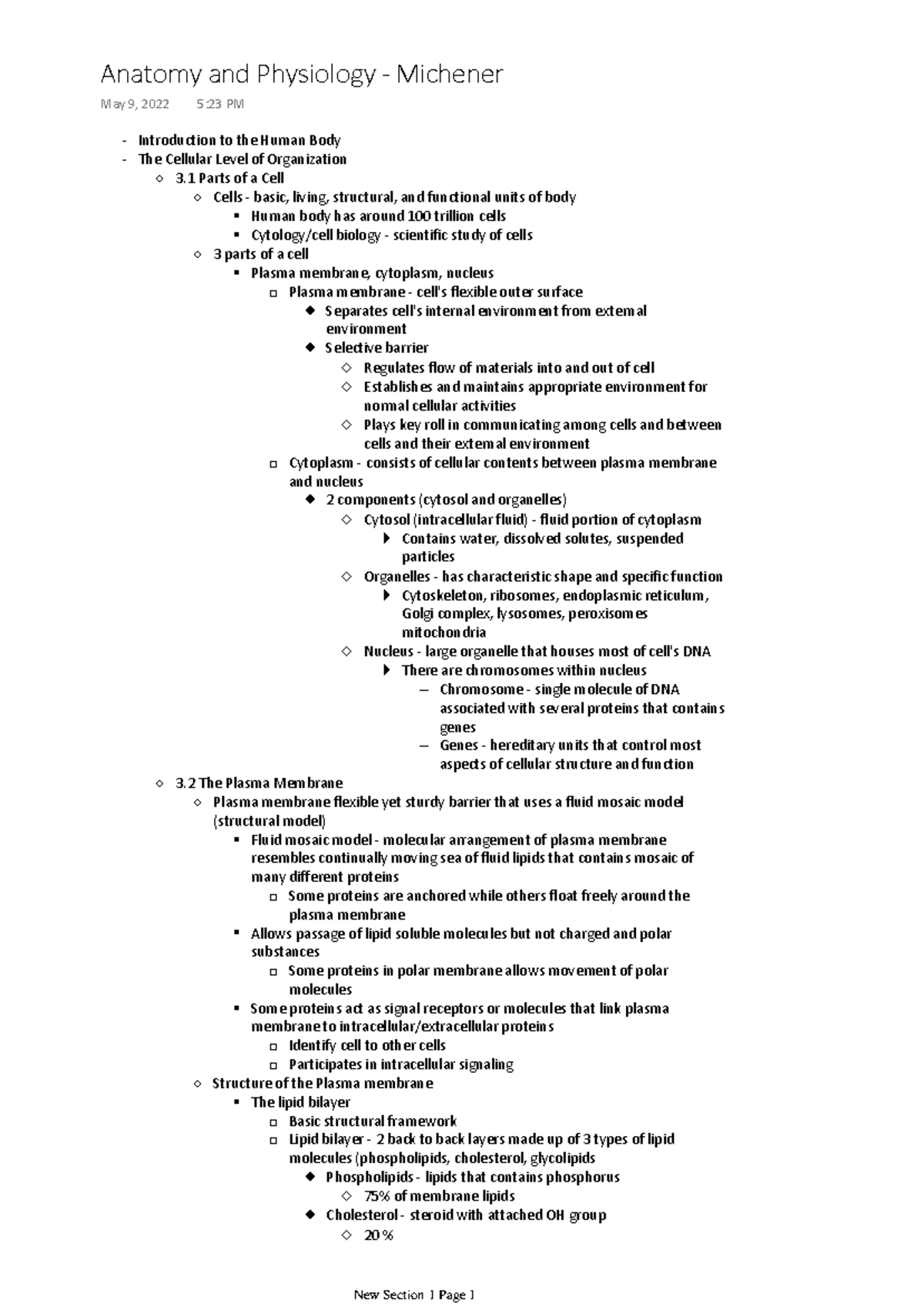 Anatomy and Physiology Insights - MICH 101 Final Exam Notes - Studocu