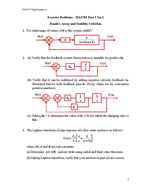 Exercise Problems- Part 1 Set 2 Longitudinal Control - MA3703 Flight ...