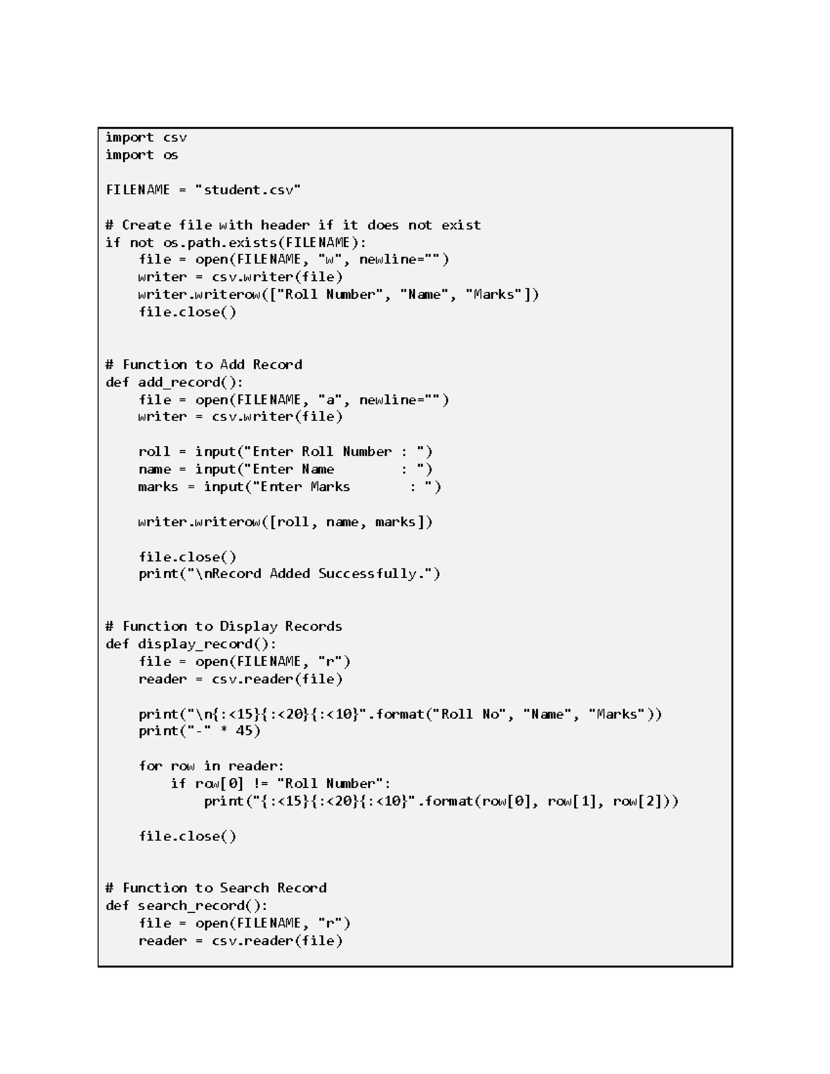 CSV File Handling for CS Class 12 - Python Code Examples - Studocu