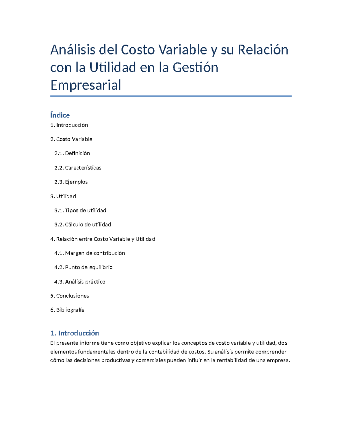 Análisis del Costo Variable y Utilidad en la Gestión Empresarial - Studocu