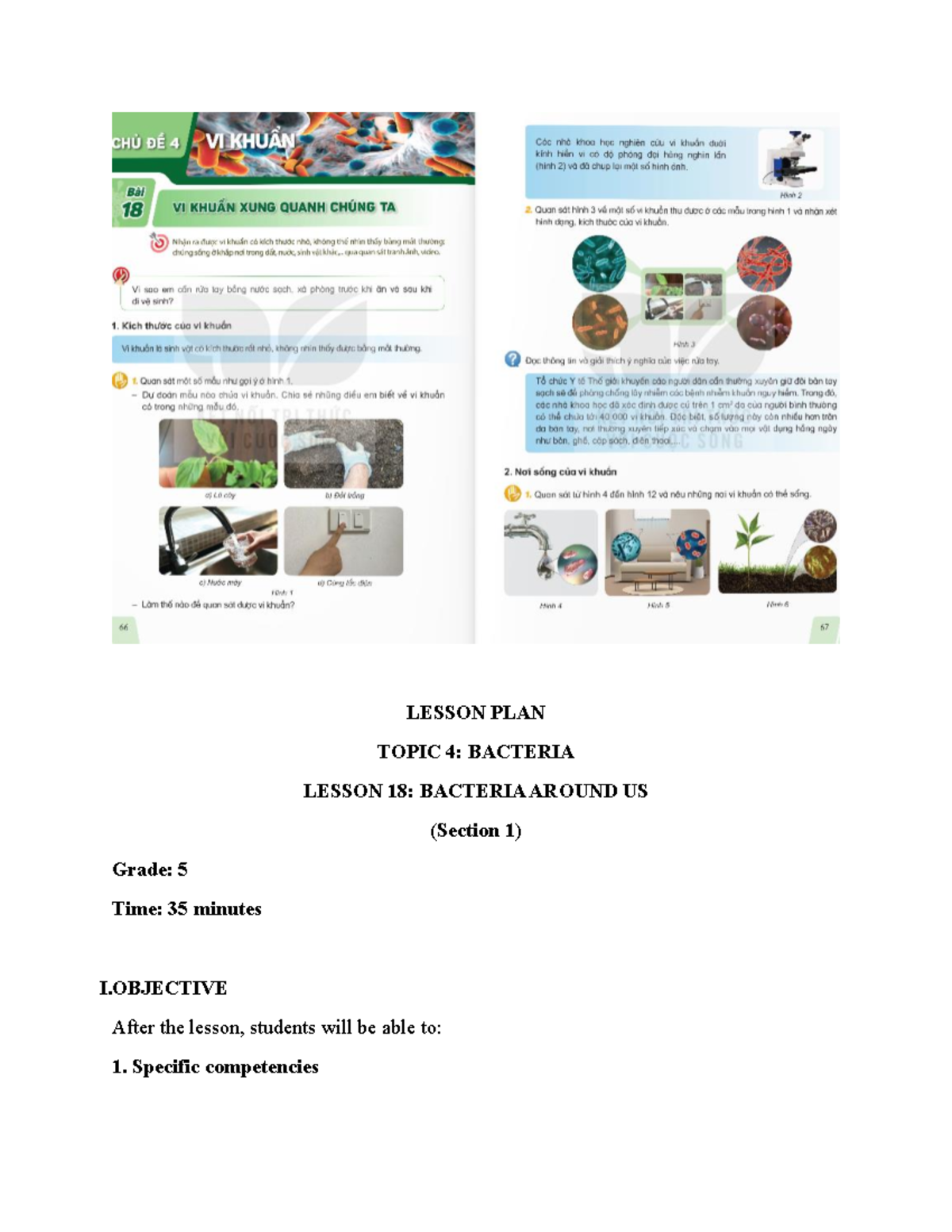 Science 5: Lesson Plan 18 - Exploring Bacteria Around Us - Studocu