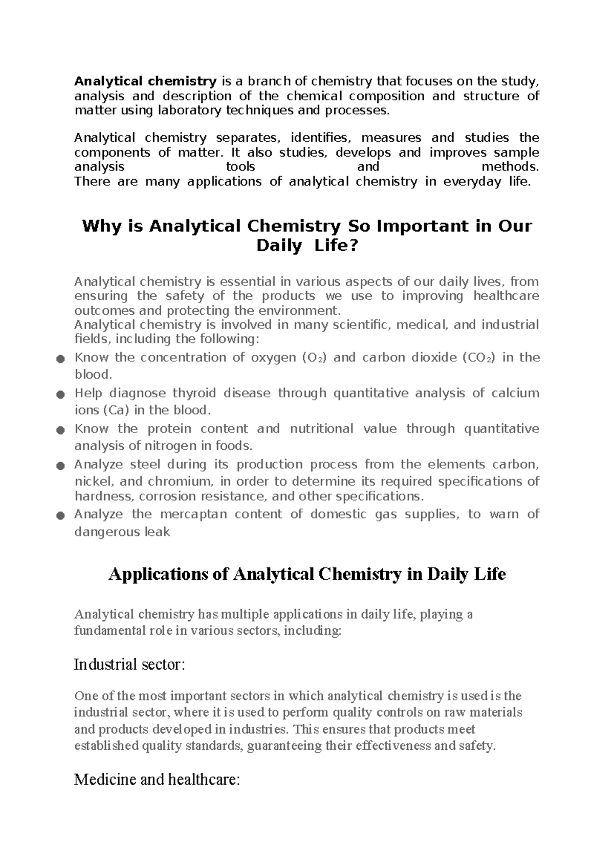 Notes on Analytical Chemistry 1: Importance, Methods, and Applications ...