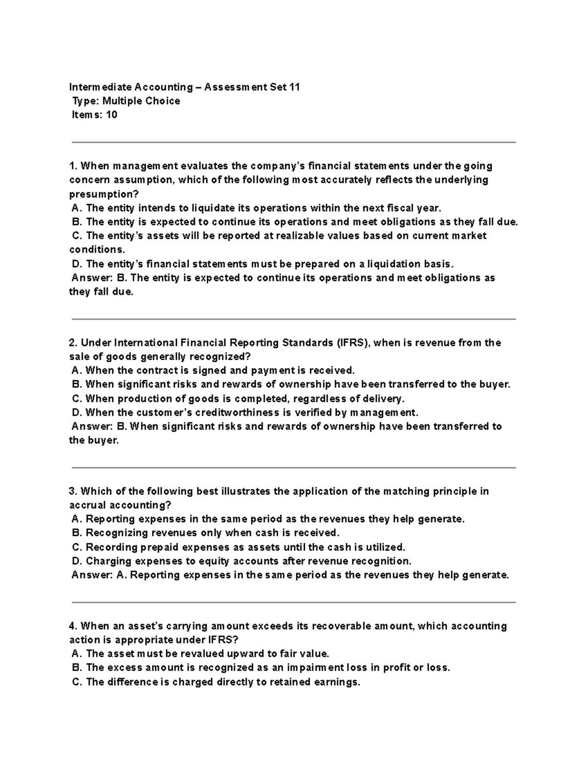 IA - Set 11 - Intermediate Accounting Practice Material - Studocu