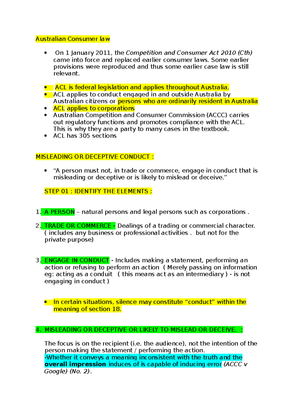 Australian Chapter 06: Key Aspects of Consumer Law & ACL Compliance ...