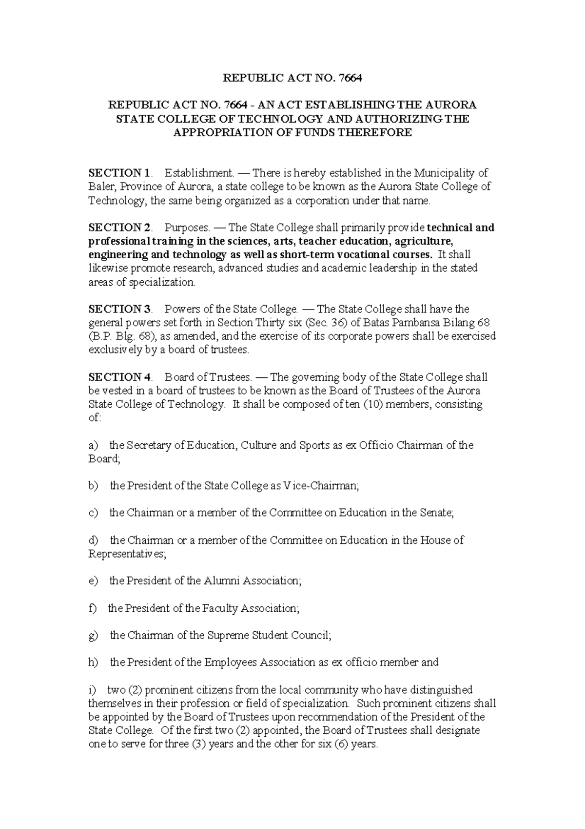 RA7664 - REPUBLIC ACT NO. 7664 REPUBLIC ACT NO. 7664 - AN ACT ...
