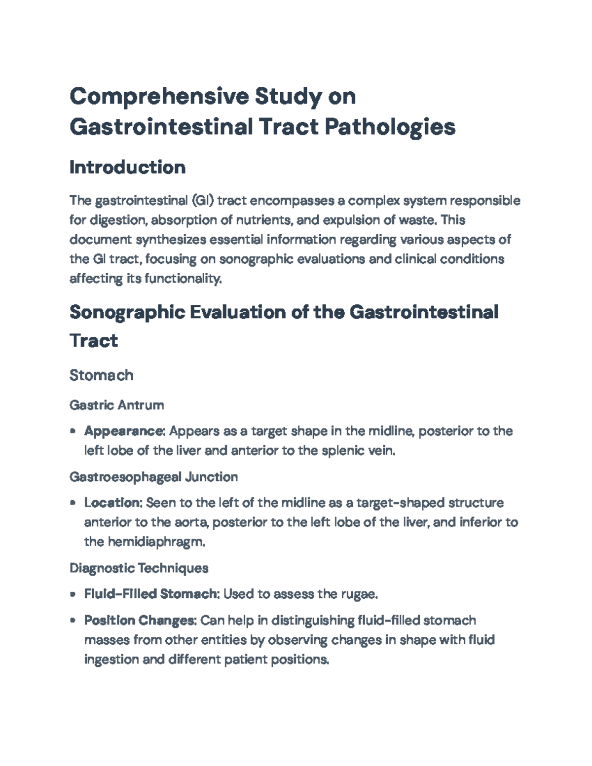 Comprehensive Study on GI Tract Pathologies & Sonographic Evaluations ...