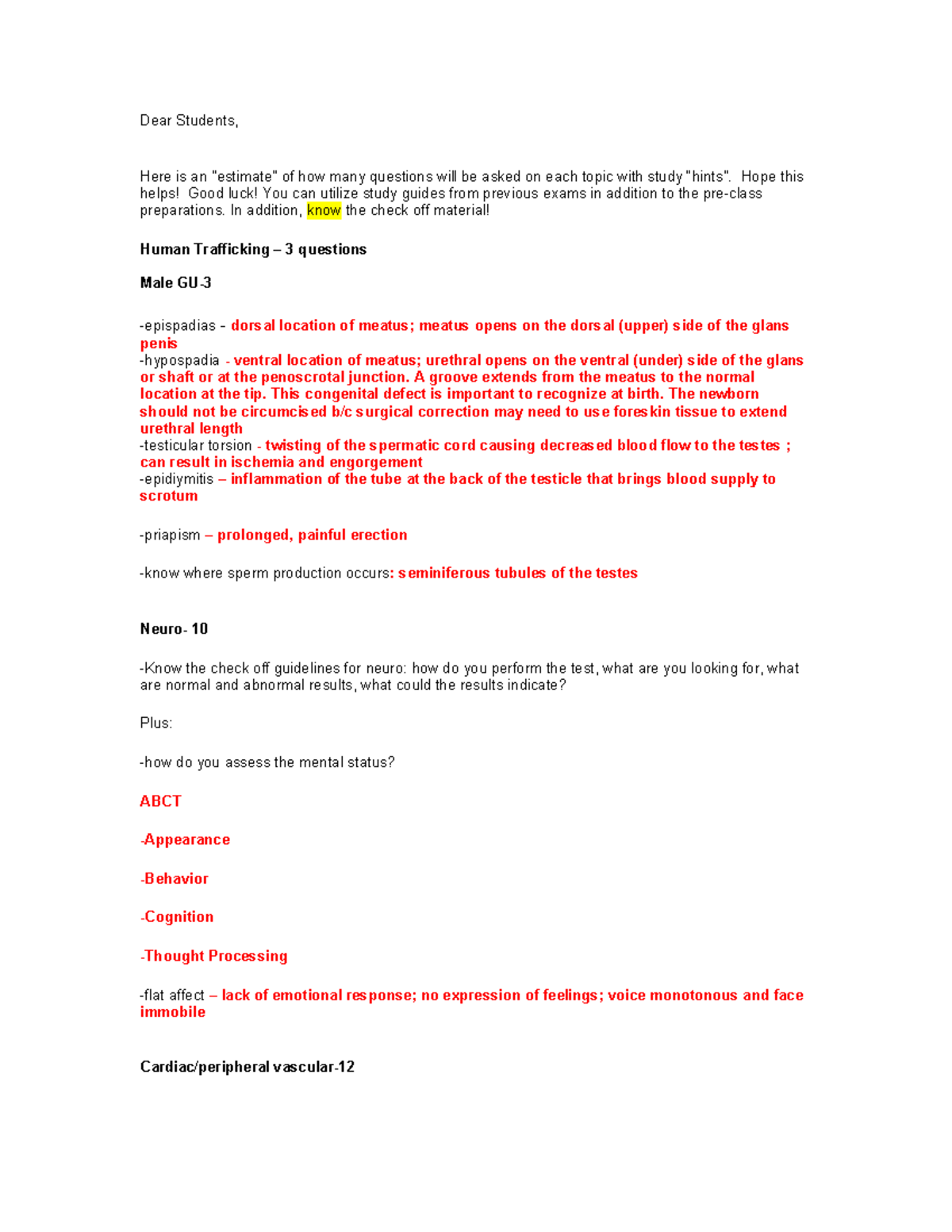 Final Exam Study Guide for Nursing Assessment Techniques - Studocu