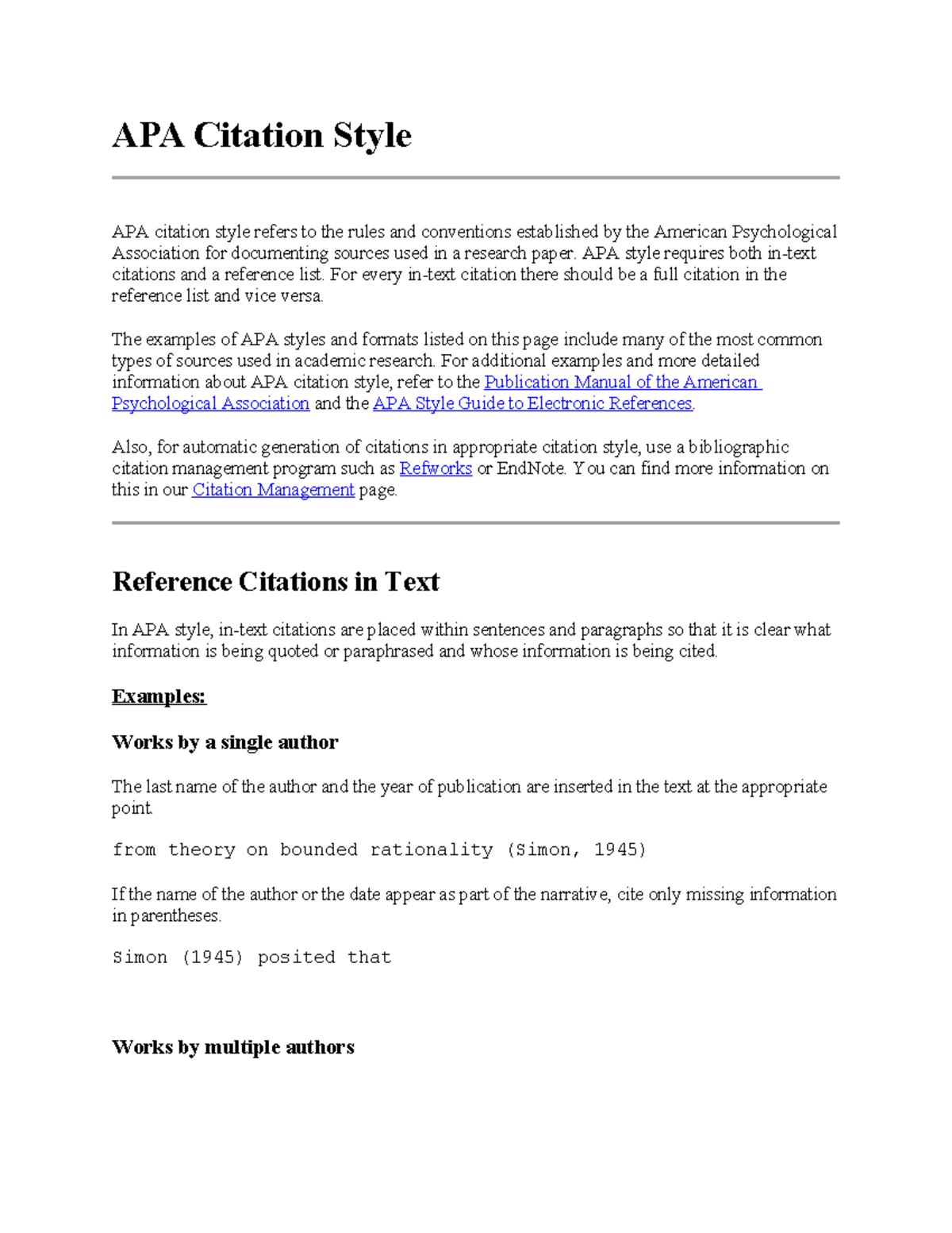 APA Style - this document summarise ways to cite APA appropriately ...