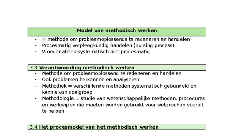 SMV Model van Methodisch Werken in Verpleegkundig Handelen - Studocu