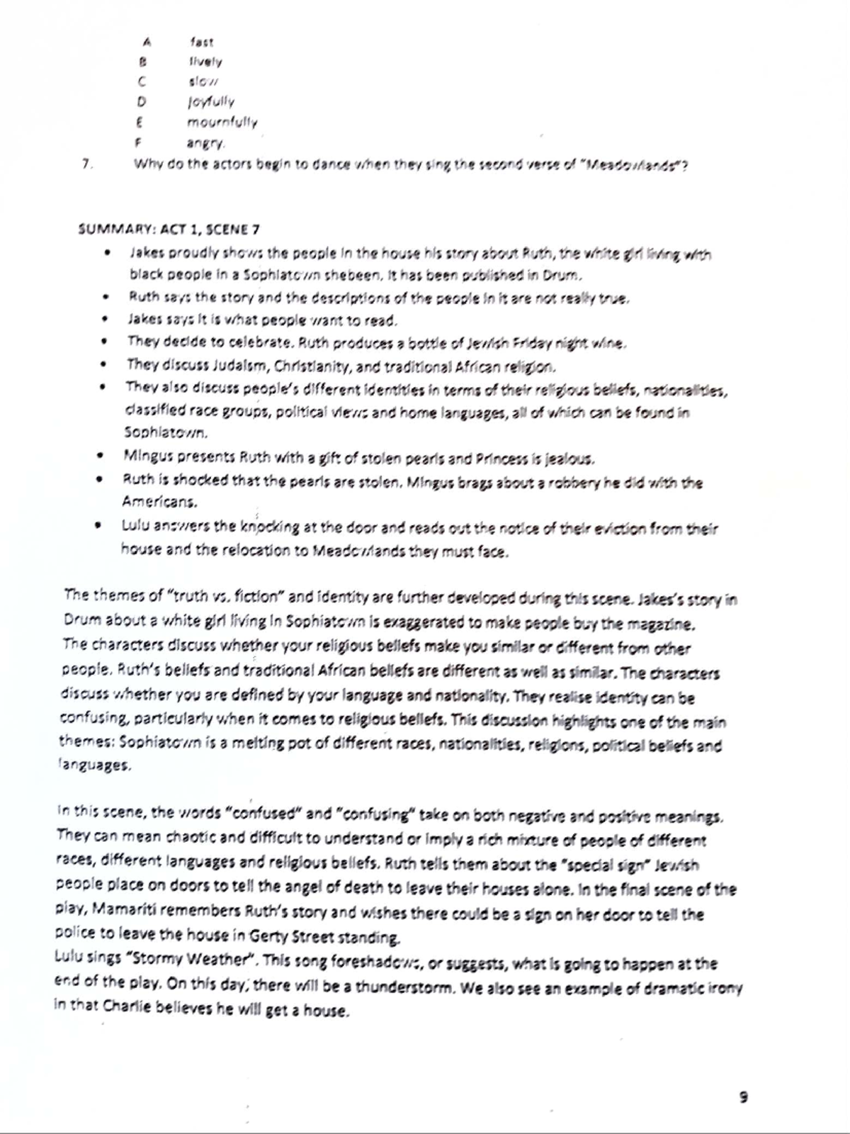 SOPHIA 101: Act 1 & 2 Scene Summaries and Analysis - Studocu