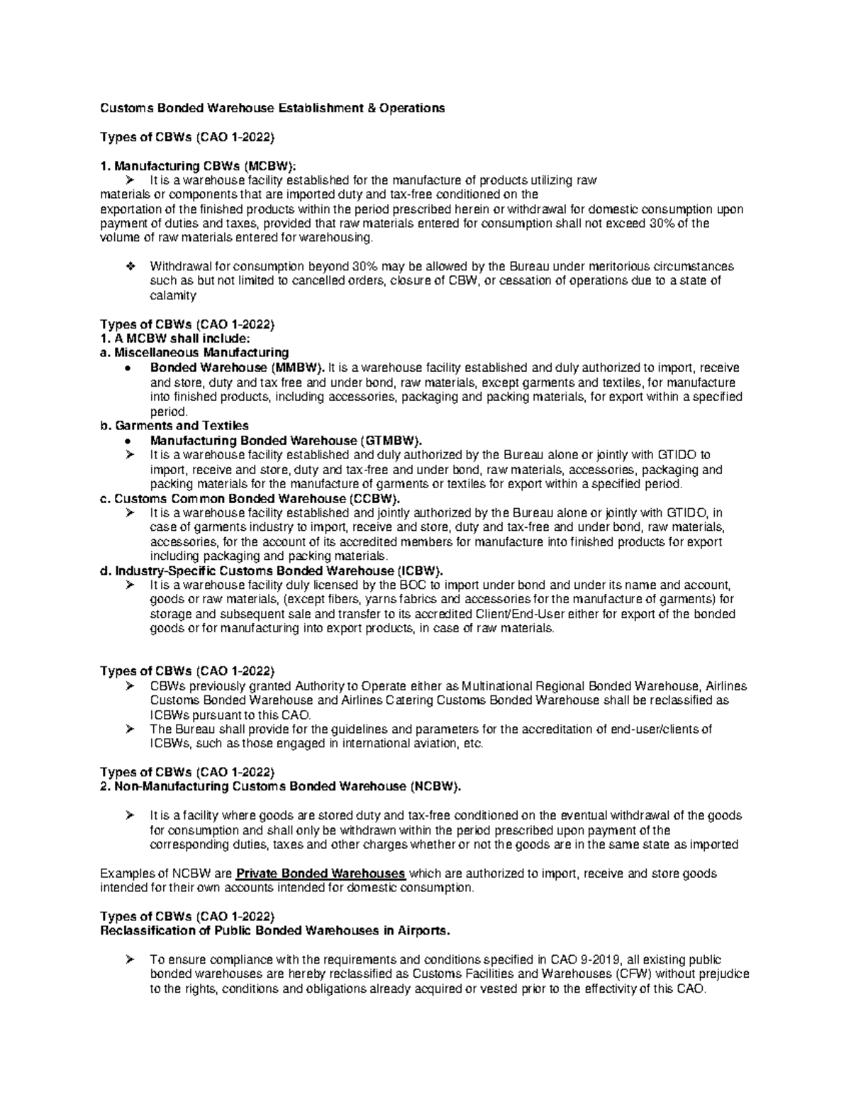 CDP CBW: Overview of Customs Bonded Warehouse Operations and Types ...