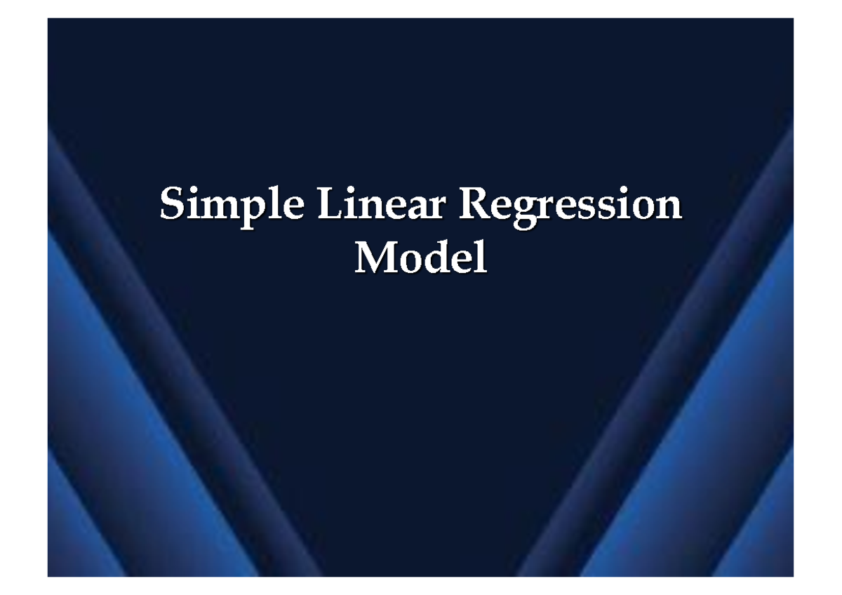 ECO-5 - Summary Econometrics - Simple Linear Regression Model Business ...