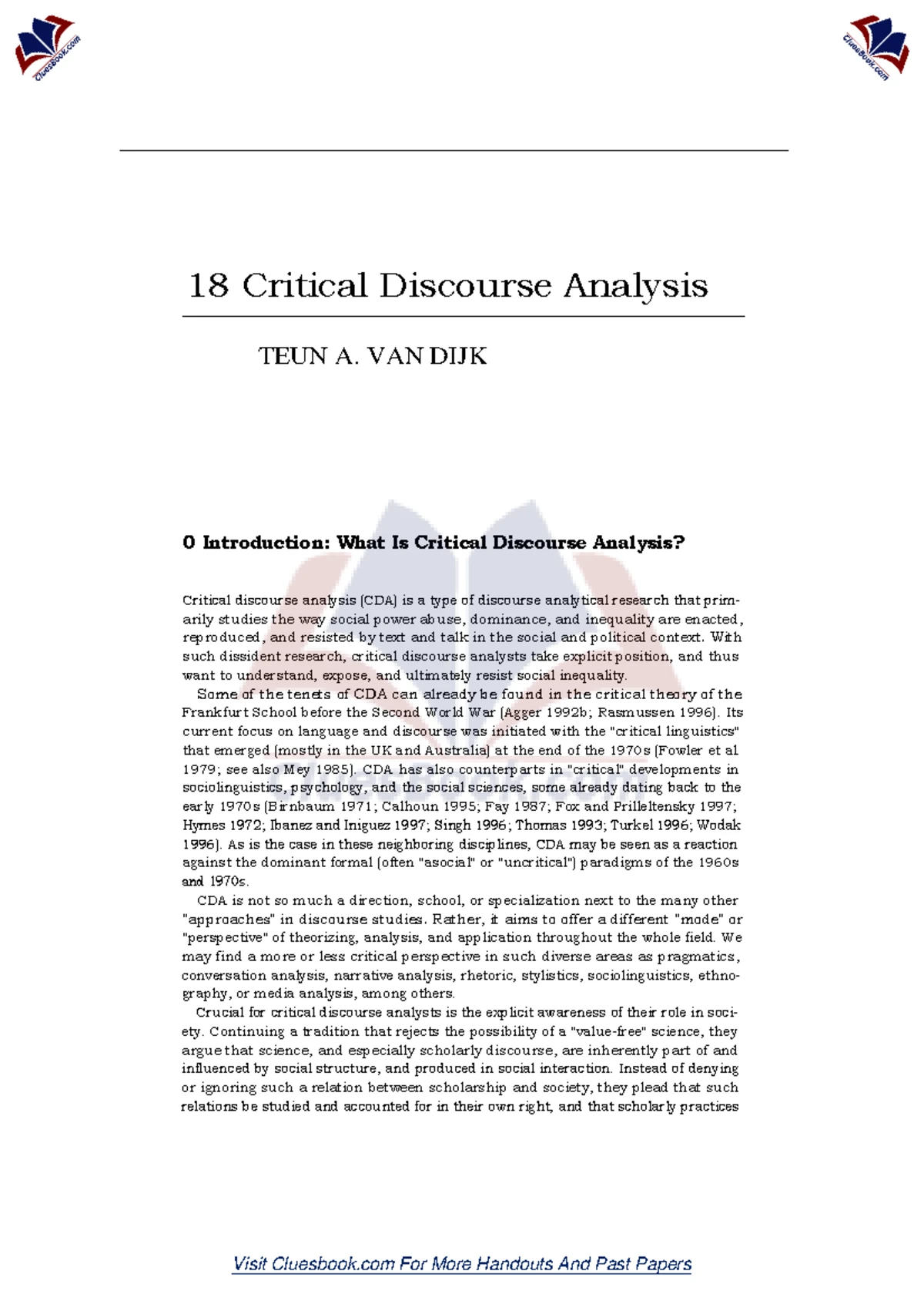ENG524 MIDTERM SHORT NOTES ON CRITICAL DISCOURSE ANALYSIS - Studocu