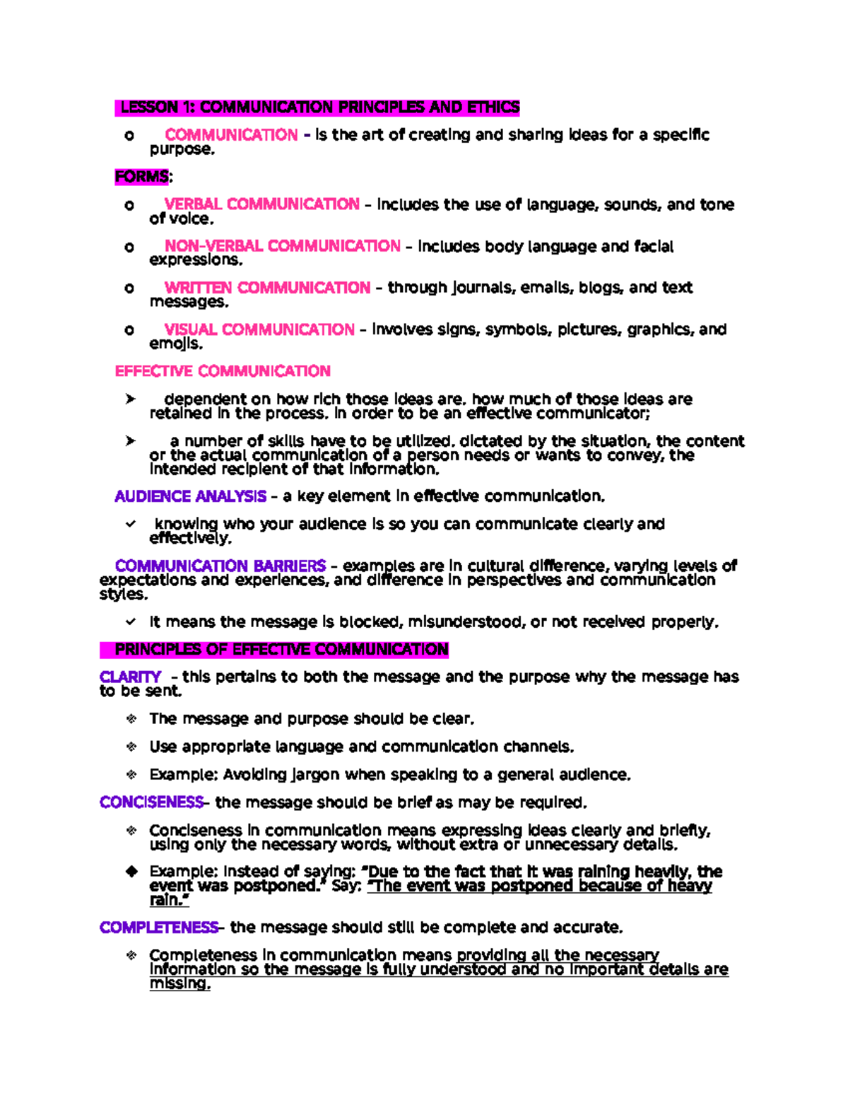 Purposive Communication L1: Principles & Ethics of Effective ...