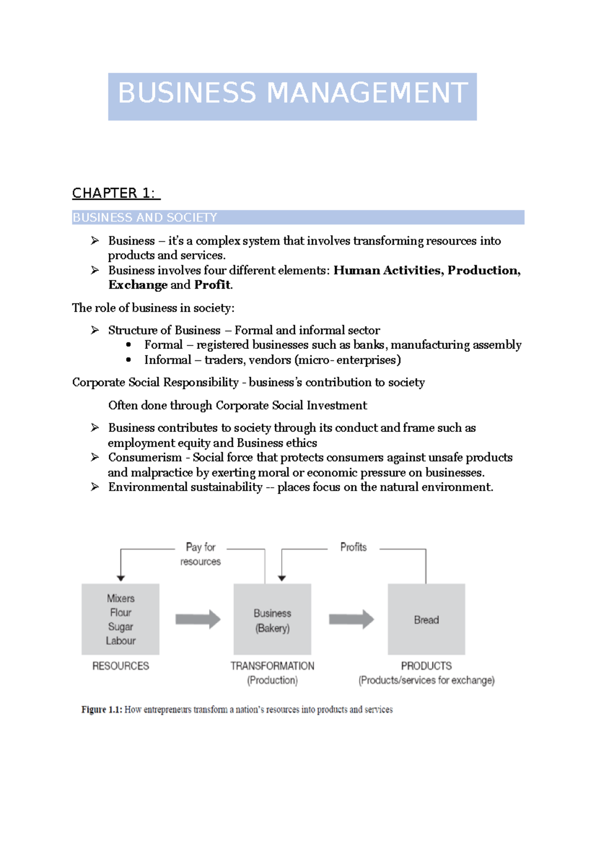 Chapter 1: Business and Society Overview in BM301 - Studocu