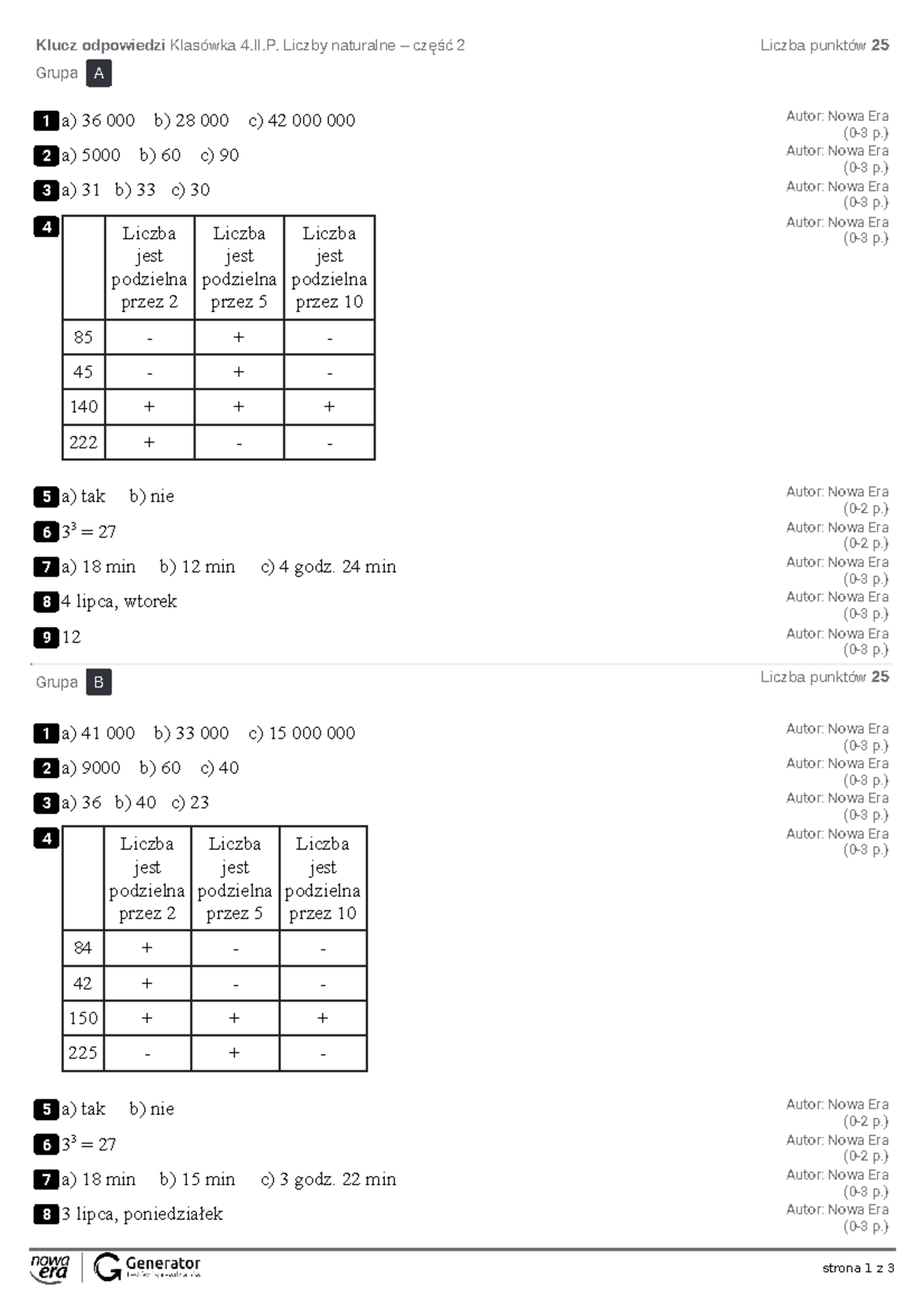Liczby Naturalne Część 2 Sprawdzian Kl 4