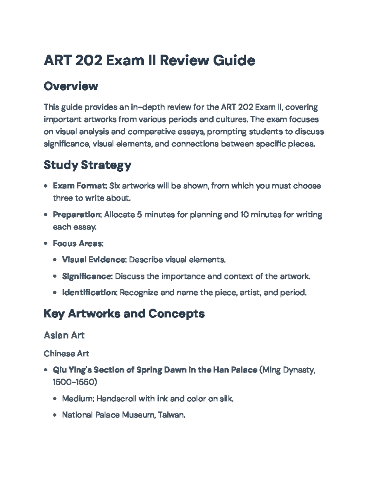 ART 202 Exam II Comprehensive Review Guide for Success - ART 202 Exam ...