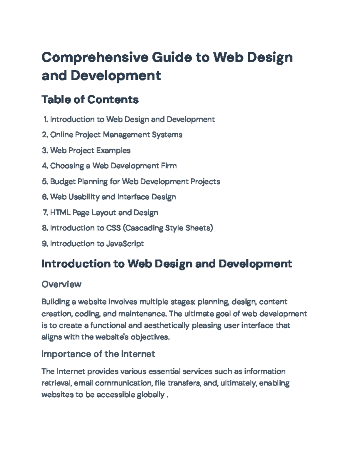 Comprehensive Guide to Web Design & Development (Course Code: TBD ...