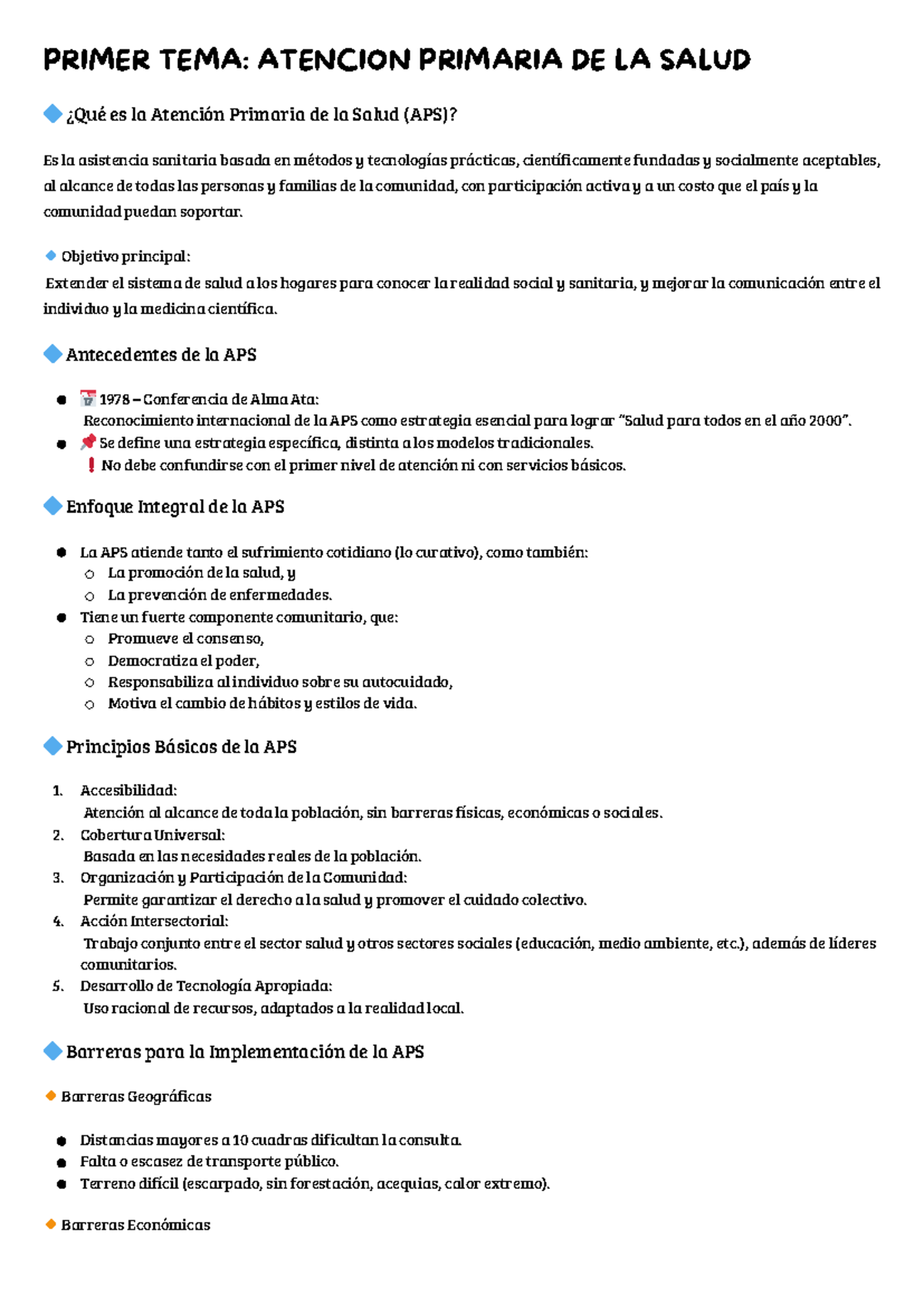 PRIMER TEMA: ATENCIÓN PRIMARIA DE LA SALUD (APS) - Studocu