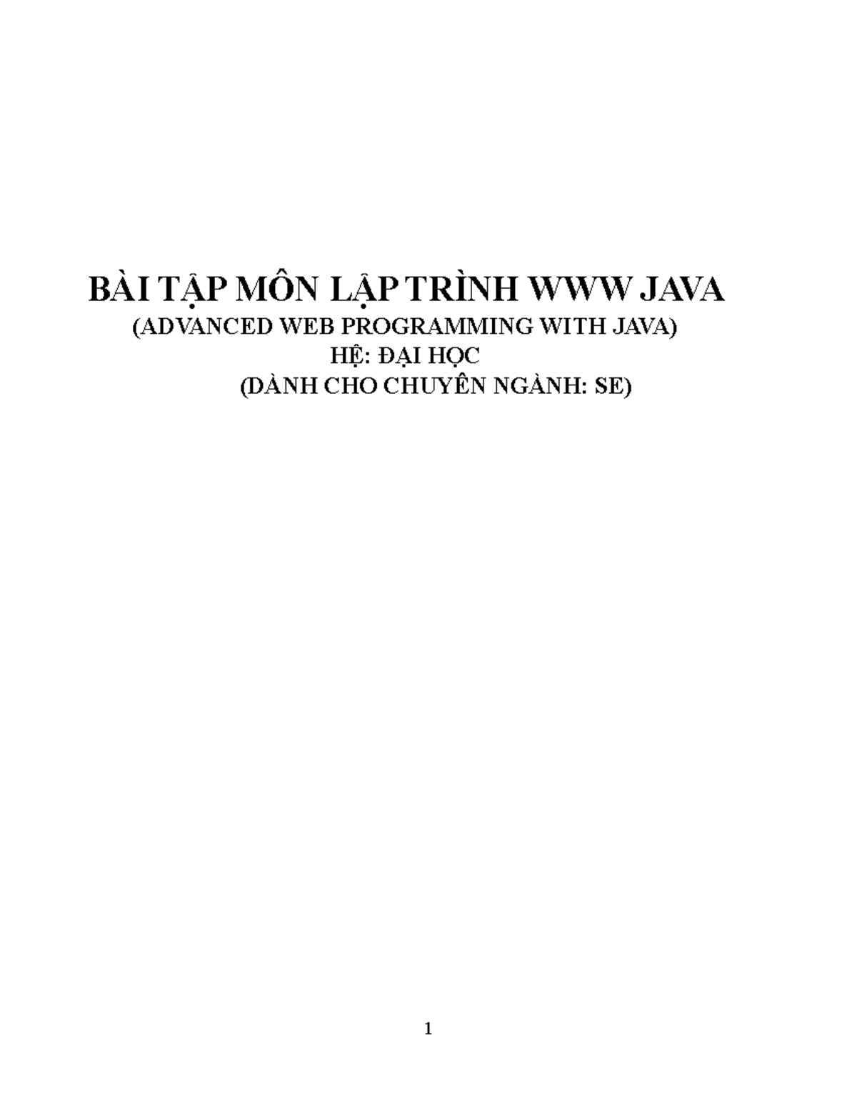 BÀI TẬP TUẦN MÔN LẬP TRÌNH JAVA (ADVANCED WEB PROGRAMMING) - Studocu
