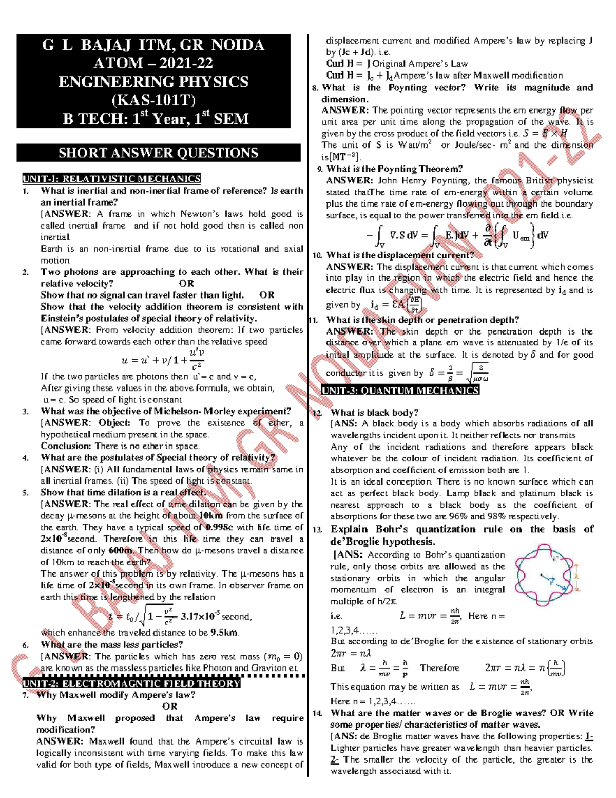 Atom physics - G L BAJAJ ITM, GR NOIDA ATOM – 2021- ENGINEERING PHYSICS ...