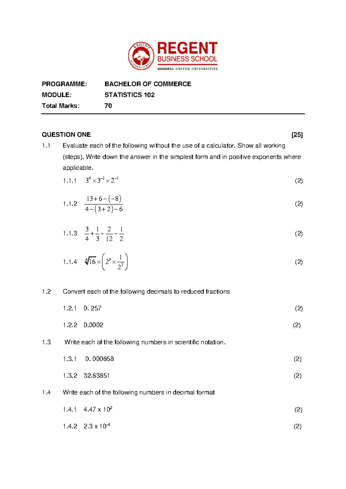 BComg Statistics 102 Assignment Overview and Questions - Studocu