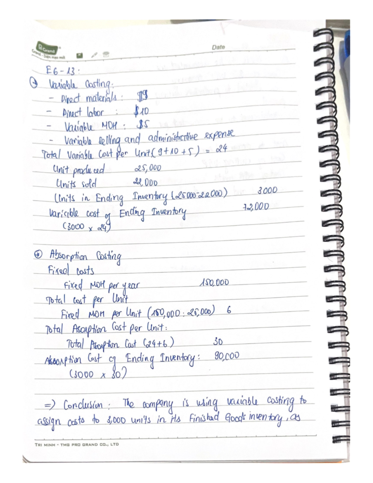 HW Chapter 6 - Variable and Absorption Costing Analysis - Studocu