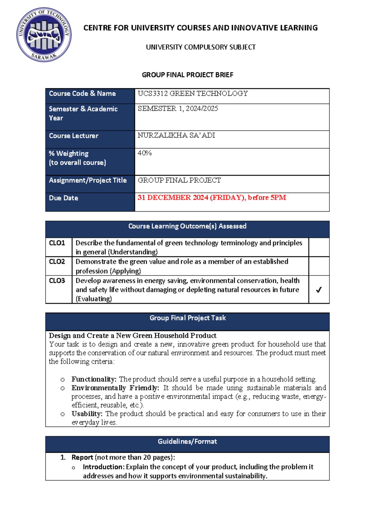Assignment Brief Template - UNIVERSITY COMPULSORY SUBJECT GROUP FINAL ...