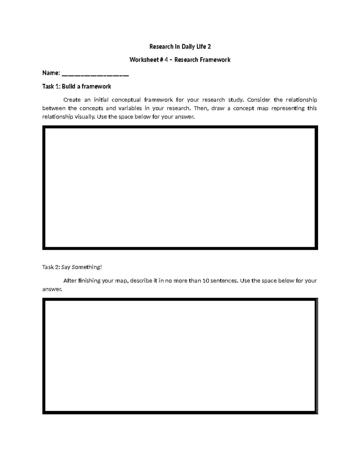 Worksheet 4 Research Framework - Bachelor of Science in Business ...