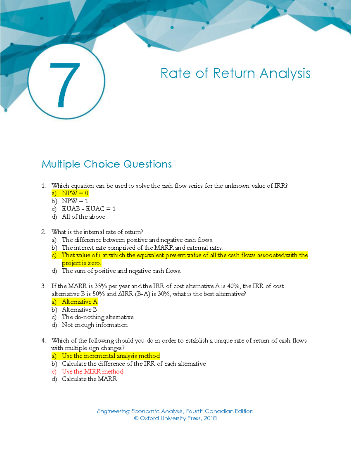 Chapter 7 Practice Questions and Answers for ENGR 2100 - Studocu