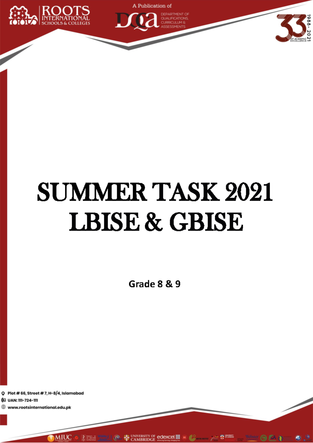 SSC Summer TASK 2021 for Grade 8 & 9 - LBISE & GBISE - Studocu